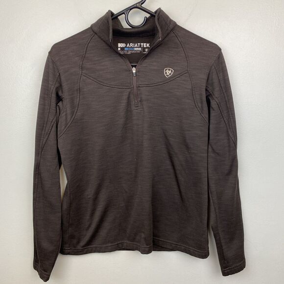 Ariat Sweaters - Ariat Tek Sweater Womens M Brown Long Sleeve 1/4 Zip Cold Series